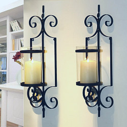 Adeco Trading Cast Iron Vertical Wall Hanging Accents Candle Holder Sconce  (Set of 2) - Walmart.com